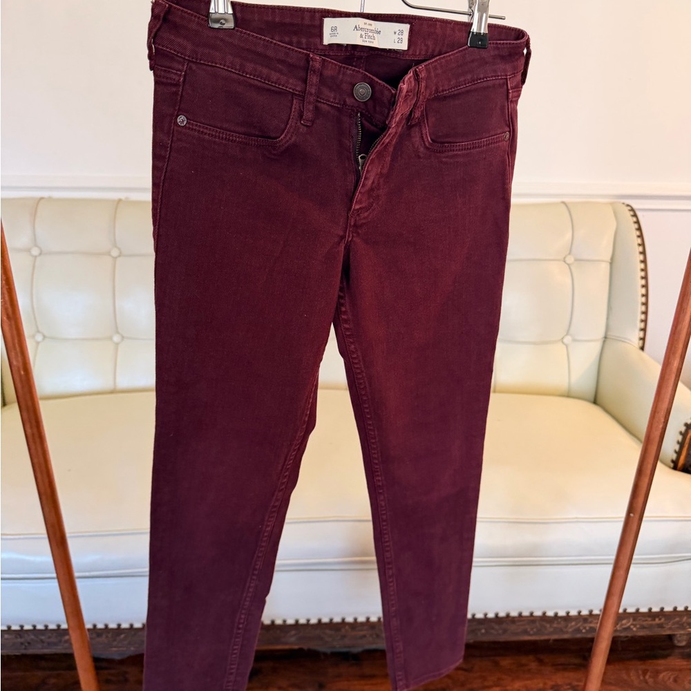 Abercrombie & Fitch NWOT Deep Red Skinny Jeans